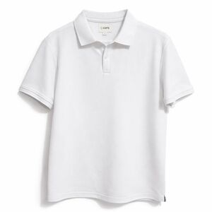 Cuts Men Polo Shirt Curve Hem Pima Cotton White Size M